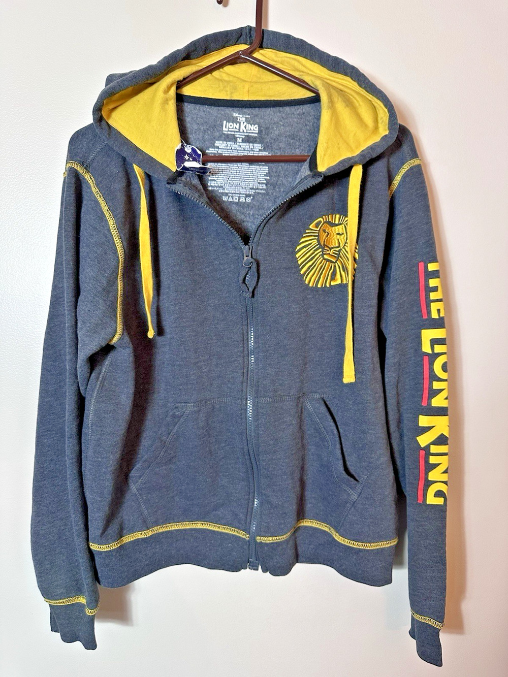Disney The Lion King Jacket Unisex Size Medium Gray Yellow Broadway Musical Logo